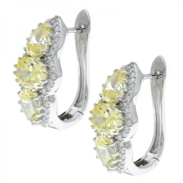 orecchini in argento 925 porcellana con diamante giallo cz 