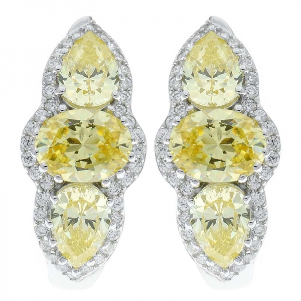 orecchini in argento 925 porcellana con diamante giallo cz 