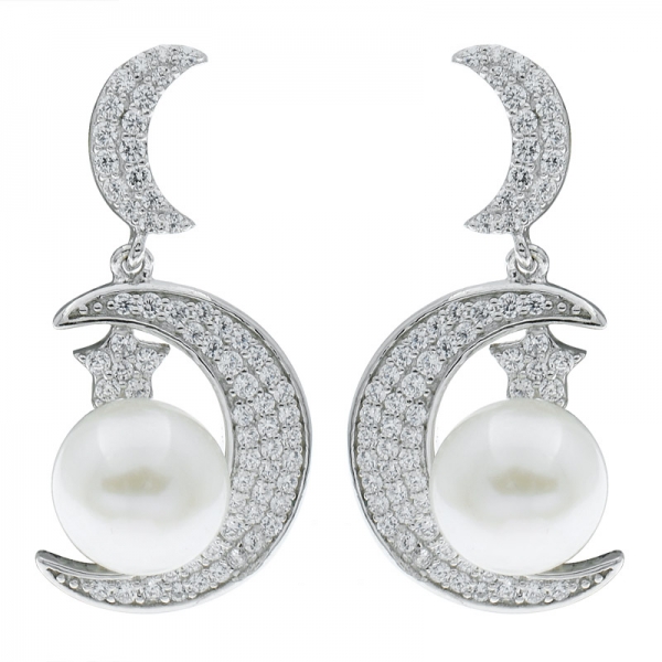 orecchini in argento 925 con perle a mezzaluna in argento sterling 