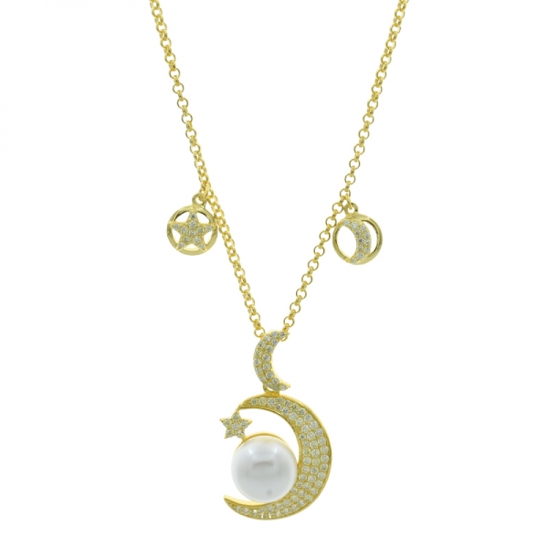 collana in argento 925 con stella a forma di mezzaluna in argento sterling 