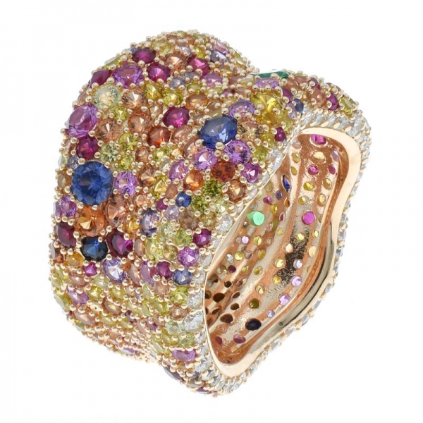 ciondolo anello eternity in argento 925 con pietre multicolor 