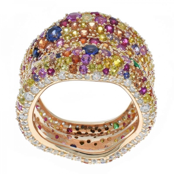 ciondolo anello eternity in argento 925 con pietre multicolor 