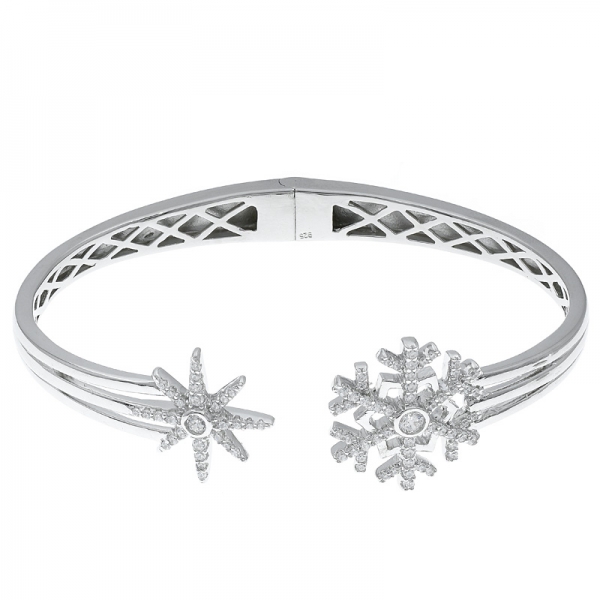 bangle aperto in argento 925 con fiocco di neve cina 
