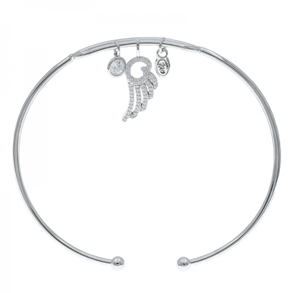 bracciale in argento 925 con ciondolo a forma di ali d'argento 