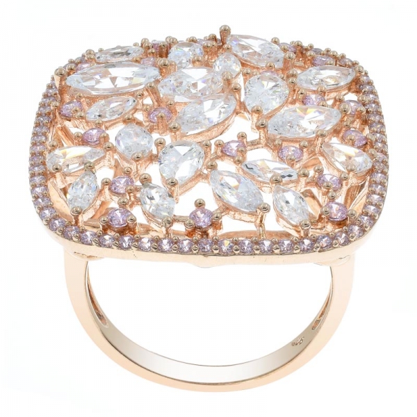 cina anello in filigrana placcato oro rosa con argento 925 
