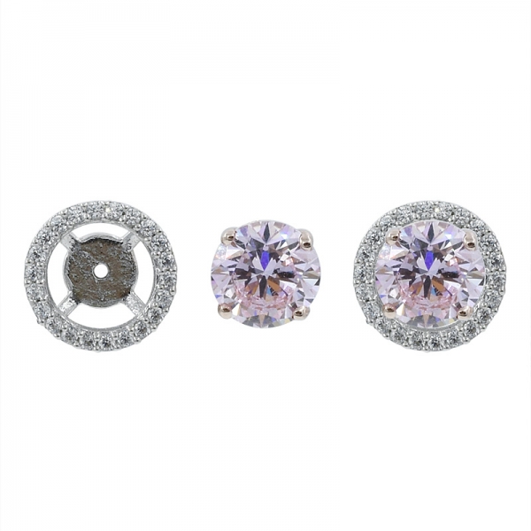 Orecchini in argento sterling 925 con diamanti rosa cz 