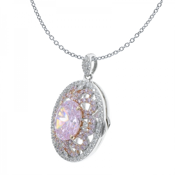 ciondolo gioielli locket in argento sterling 925 cz con diamanti rosa 