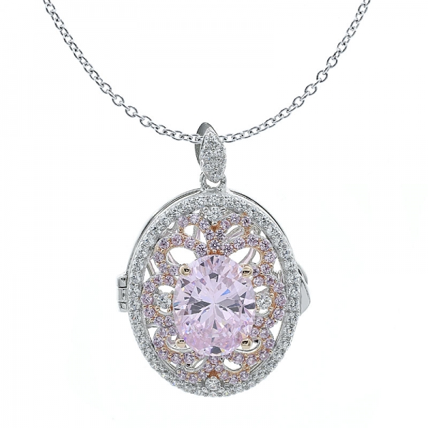 ciondolo gioielli locket in argento sterling 925 cz con diamanti rosa 