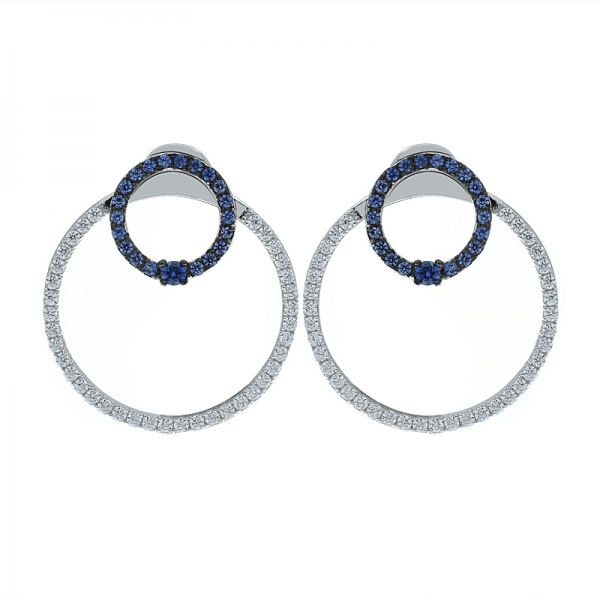 orecchini a doppio anello in argento sterling da donna alla moda 
