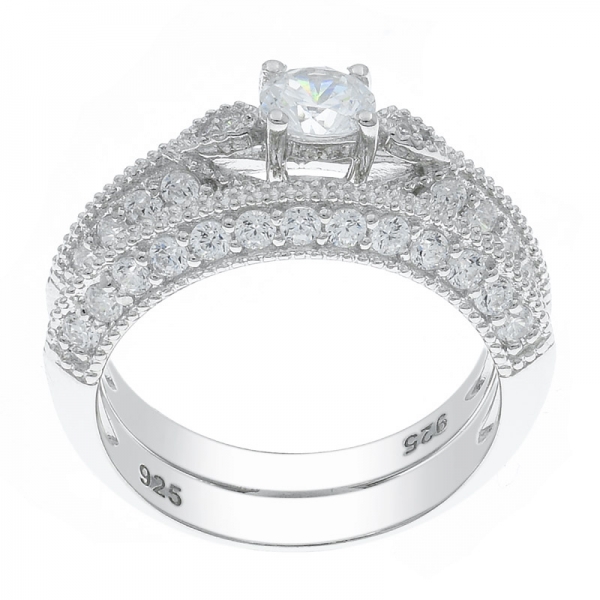 set di anelli da sposa in argento sterling 925 sottile eleganza 