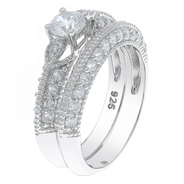 set di anelli da sposa in argento sterling 925 sottile eleganza 