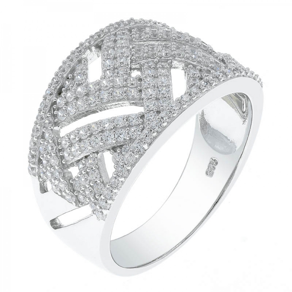 Gioiello con anello in argento sterling 925 con pietre chiare 