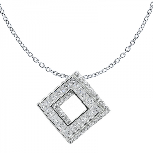 Ciondolo gioiello quadrato in argento 925 cz aperto bianco 