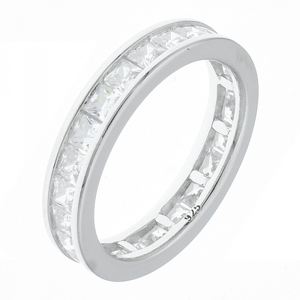 Gioielli in argento 925 a forma di anello quadrato eternity 
