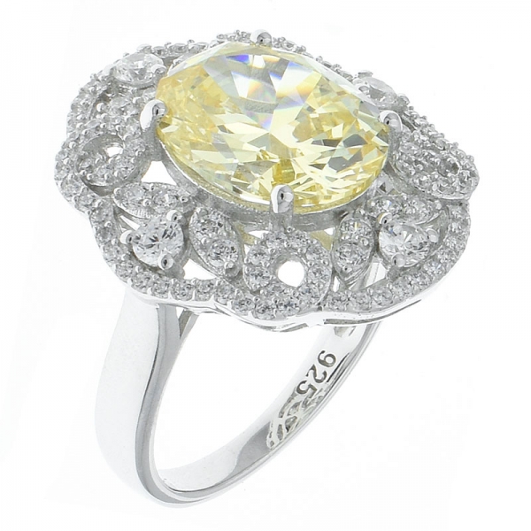 anello in filigrana d'argento 925 lavorato artigianalmente con diamante giallo cz 