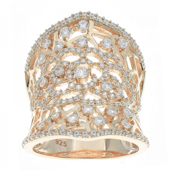 anello in argento 925 placcato oro rosa a filigrana fantasia artigianale 
