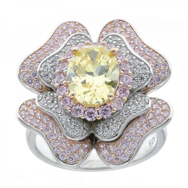 meraviglioso anello di gioielli in argento sterling 925 con fiore 