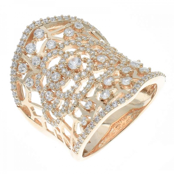 anello in argento 925 placcato oro rosa a filigrana fantasia artigianale 