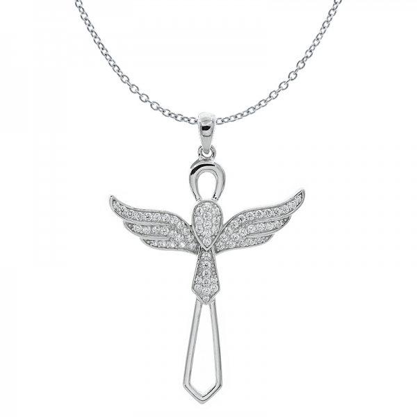 Ciondolo angelo croce in argento sterling 925 