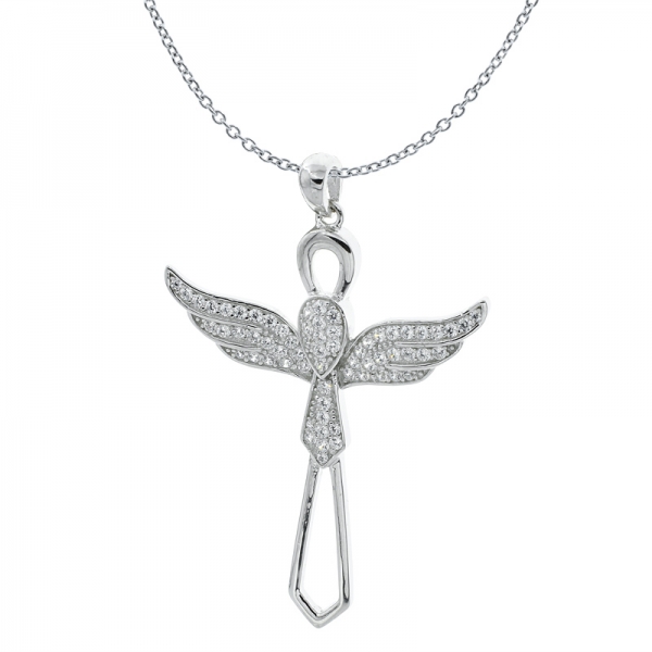 Ciondolo angelo croce in argento sterling 925 