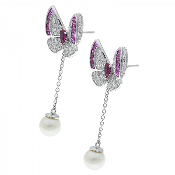 Fantasia di orecchini in argento 925 con perle a forma di farfalla 