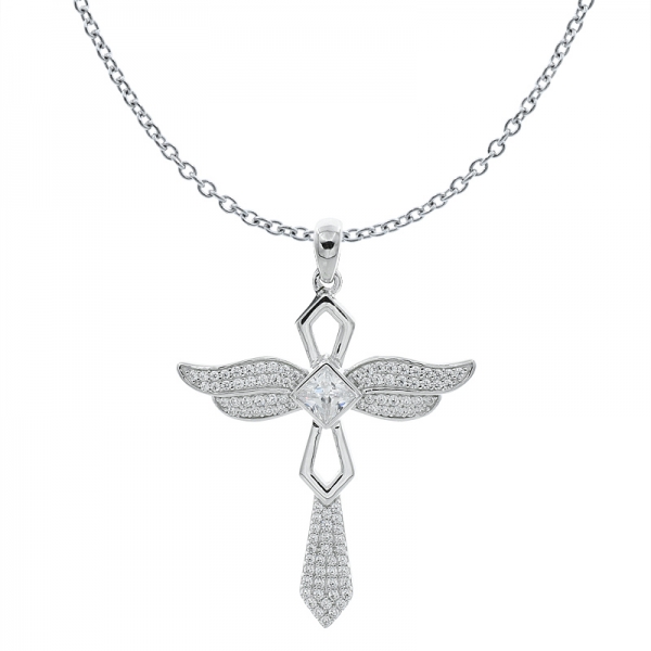 ciondolo gioielli angelo croce moderna ala argento 925 moda 
