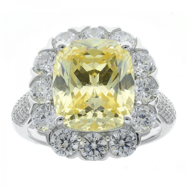 Anello di gioielli in argento sterling con diamante giallo cz 