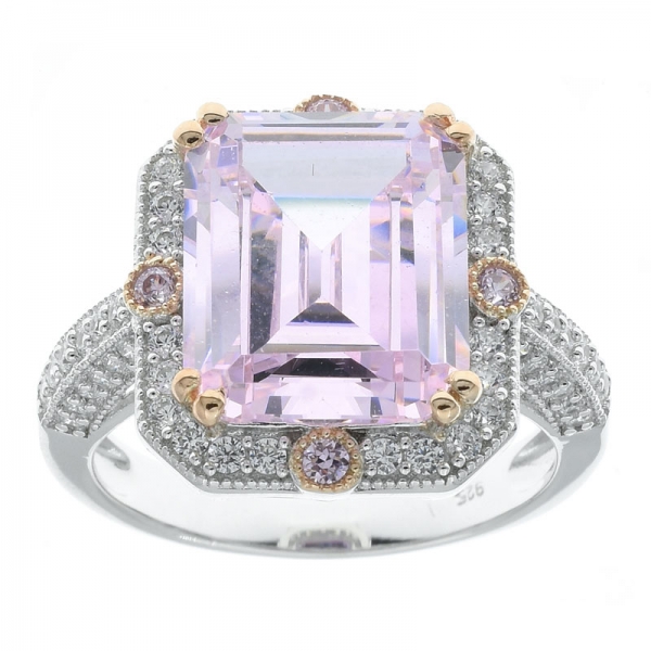 gioielli di fantasia in argento sterling 925 con smeraldo taglio diamante rosa anello cz 
