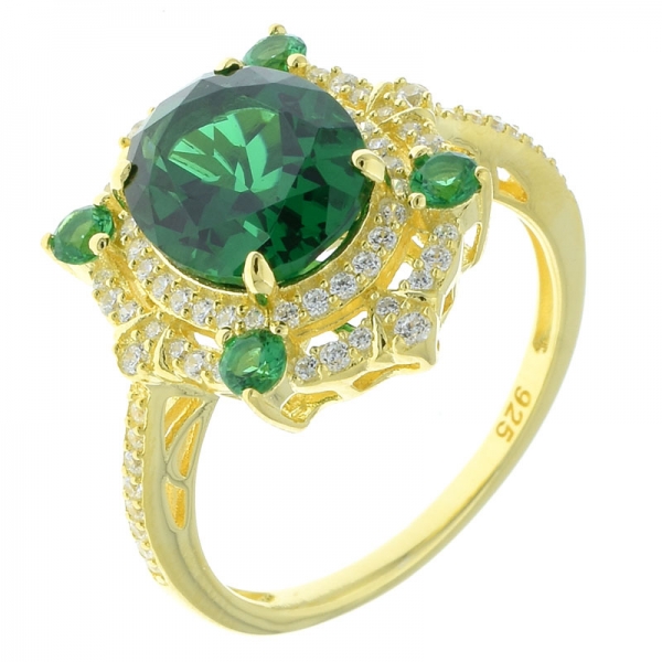Gioiello con anello a doppio anello in argento sterling 925 con nano verde 