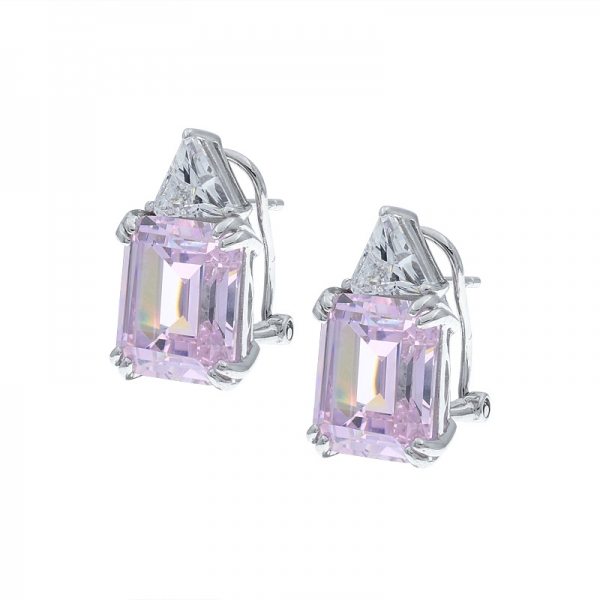 Orecchini posteriori in argento sterling 925 con diamanti rosa cz 