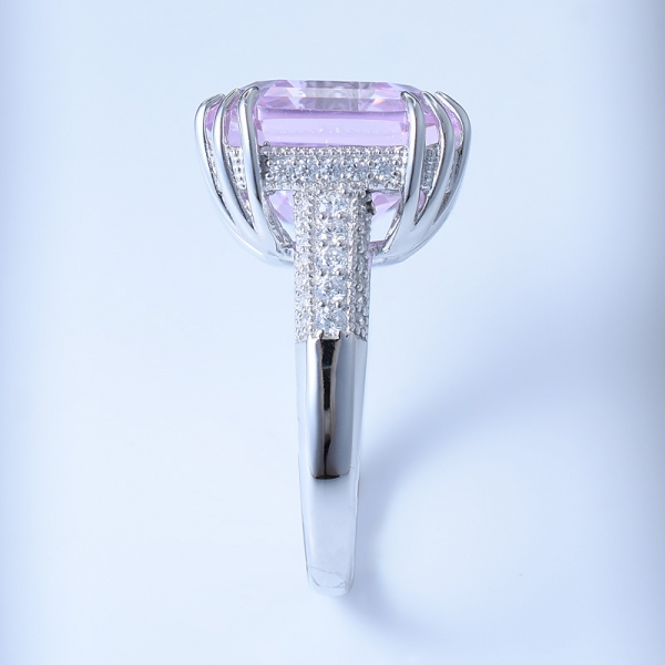 Anello in argento sterling 925 con diamante fancy taglio asscher 