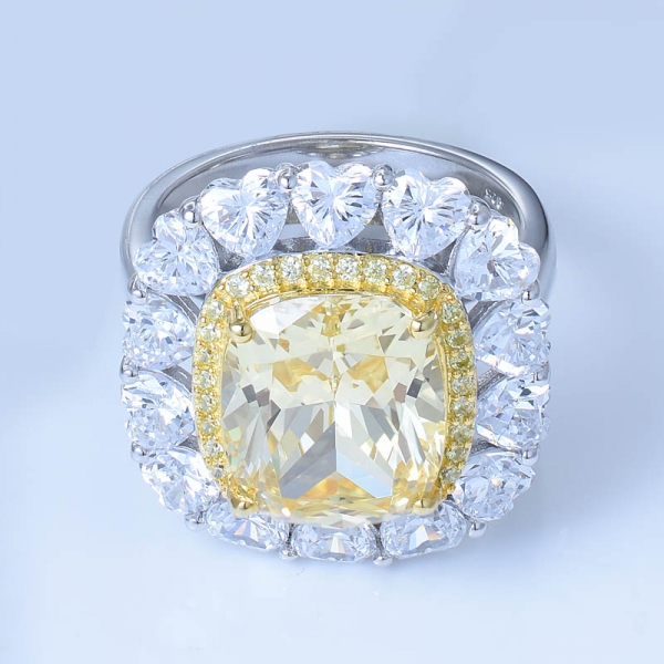 Anello gioiello in argento 925 con fiore sole con diamante giallo cz 