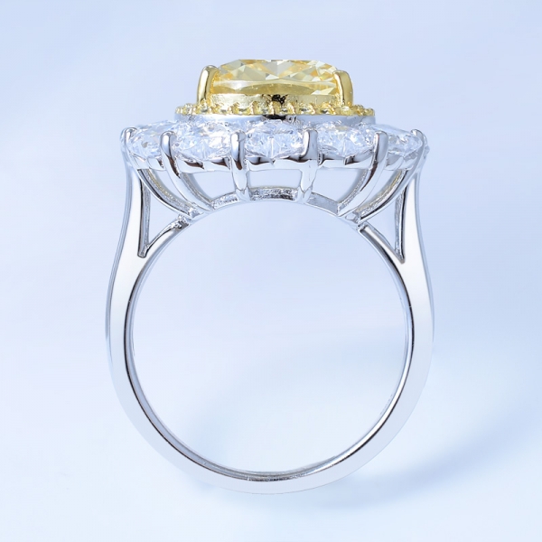 Anello gioiello in argento 925 con fiore sole con diamante giallo cz 