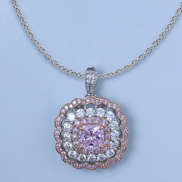 Set di gioielli in argento 925 con fiore di pizzo con cuscino forma diamante rosa cz 