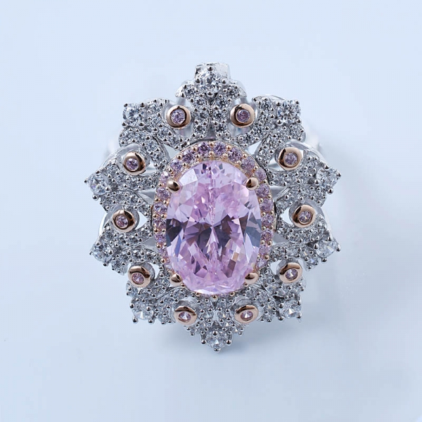 Set di gioielli in argento 925 con fiocco di neve e diamanti rosa 