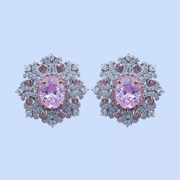 Set di gioielli in argento 925 con fiocco di neve e diamanti rosa 