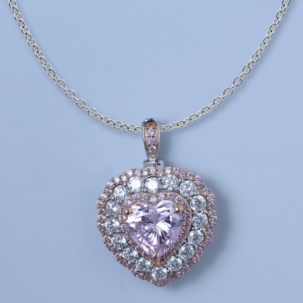 Set di gioielli a forma di cuore in argento sterling 925 con diamante rosa cz 