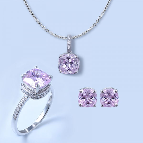 Set di gioielli in argento 925 con diamante solitario in argento sterling 925 