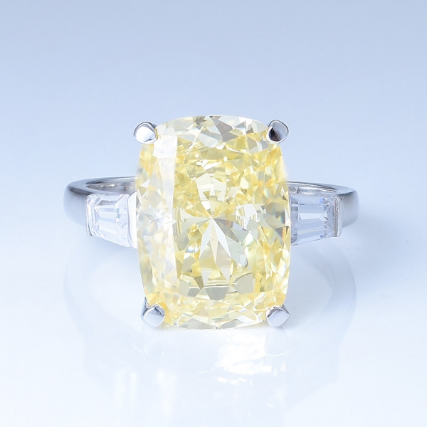 Anello in argento sterling 925 con grande diamante giallo per donna 