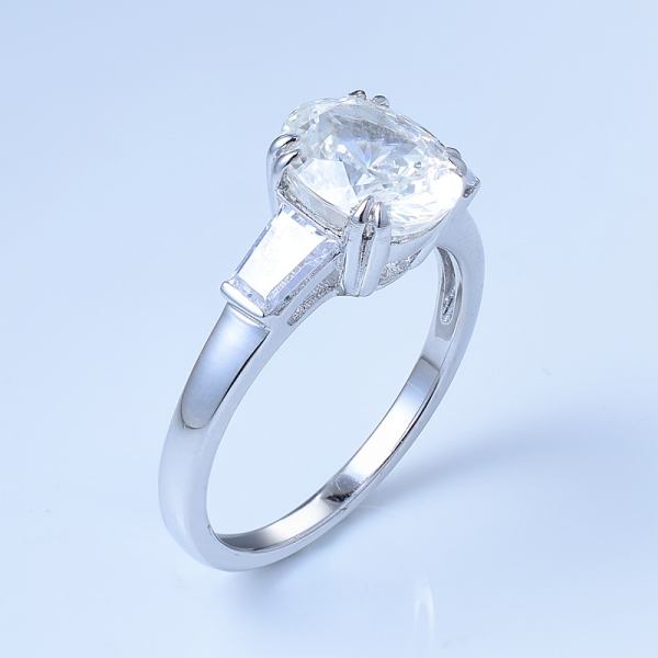 anello di fidanzamento con tre pietre preziose in argento sterling 925 