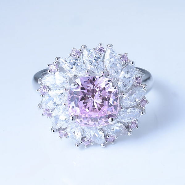 Anello gioiello in argento 925 con diamanti rosa fancy 
