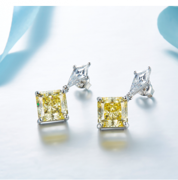 Orecchini in argento sterling con diamante giallo 925 per donne 