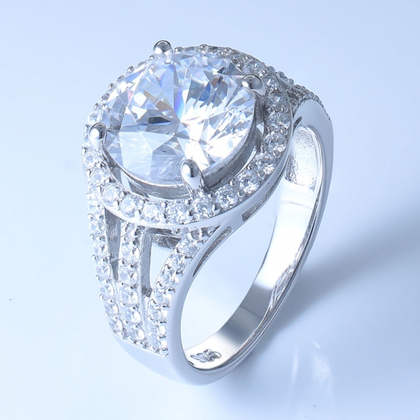 Elegante anello in argento sterling 925 con cz bianca / tanzanite cz 