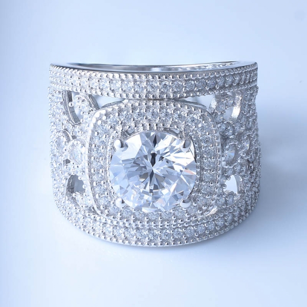 Anello di lusso in argento 925 con montatura bianca cz 