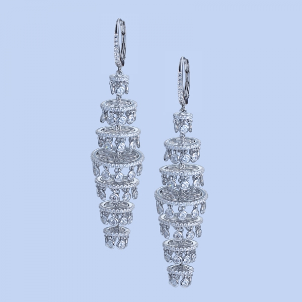 Orecchini pendenti multilivello in argento sterling 925 con cz bianchi 