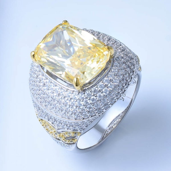 Anello in argento sterling 925 con diamante giallo cz 