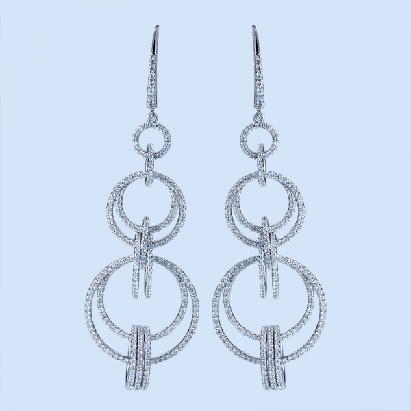 orecchini pendenti in argento sterling 925 con doppia faccia di zirconi bianchi 