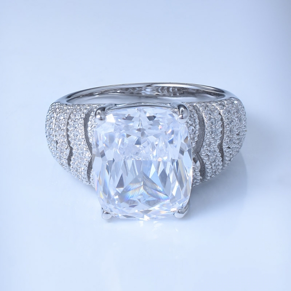 centro principessa zircone bianco rodiato su fedi nuziali diamante argento 925 