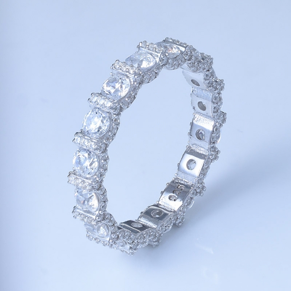 anello infinito in argento sterling 925 con zirconi cubici bianchi rotondi 