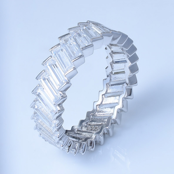 anello infinito a forma di baguette in argento sterling 925 rodiato colorato argento rodiato 